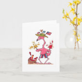 4. Juli Flamingo-Feuerwerke notecard Karte (Gelbe Blume)