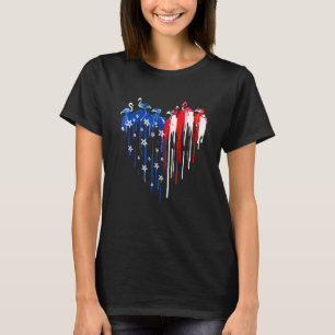 4. Juli Flamingo Heart American Flag Independe T-Shirt