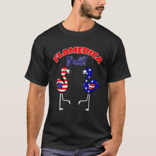 4. Juli Flamingo Patriotic American Flag USA P T-Shirt