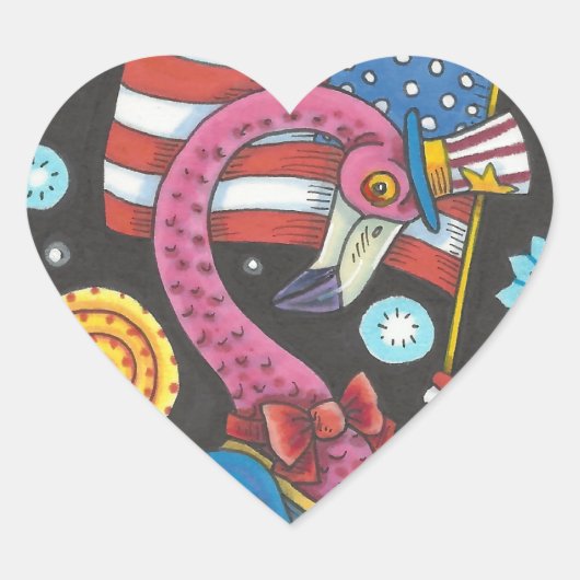 4. JULI FLAMINGO STICKERS Herz * Blatt (Vorderseite)