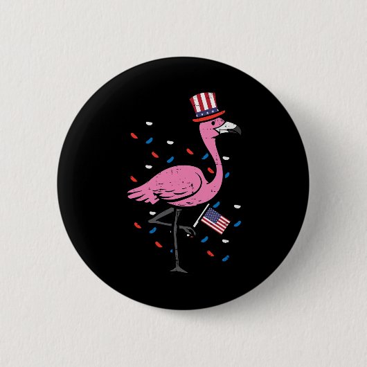 4. Juli Flamingo Us Flag Bird Patriotic Women Gir Button (Vorderseite)