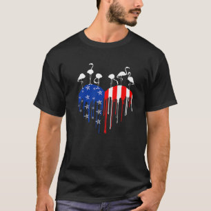 4. Juli Flamingo USA Flaggen Pride Heart Tropfen A T-Shirt