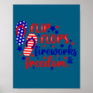 4. Juli Flip Flops Feuerwerk & Freiheit Poster