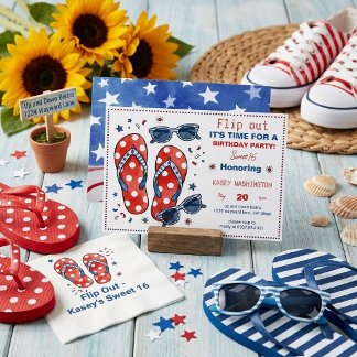 4. Juli Flip Flops Patriotischer Sommer Geburtstag Einladung