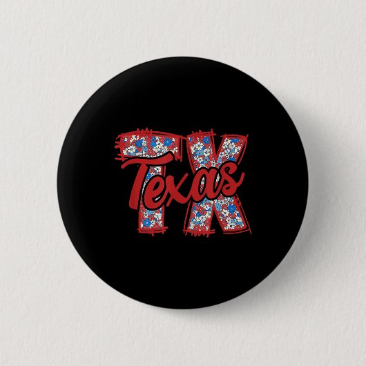 4. Juli Florale Coquette Texas Trendige Mädchenhaf Button (Vorderseite)