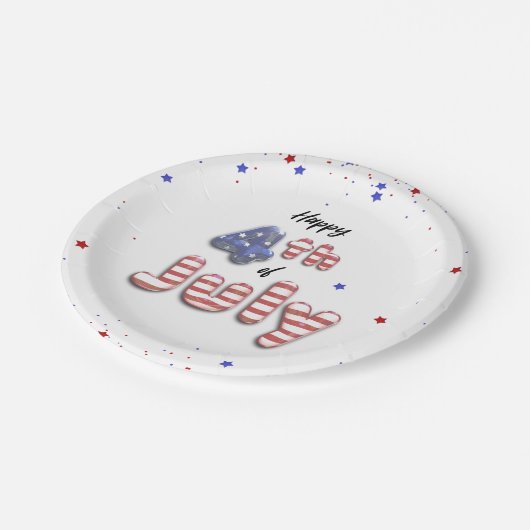 4. Juli Foil Balloons Stars Stripe Papierplatte Pappteller (Schrägansicht)