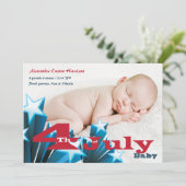 4. Juli Foto Geburtserklärung Ankündigung (Stehend Vorderseite)