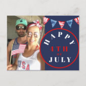 4. Juli Foto Red White Blue Bunting Postkarte (Vorderseite)