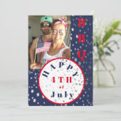 4. Juli Foto Red White Blue Stars GRILLEN Einladung (Stehend Vorderseite)