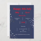 4. Juli Foto Red White Blue Stars GRILLEN Einladung (Rückseite)