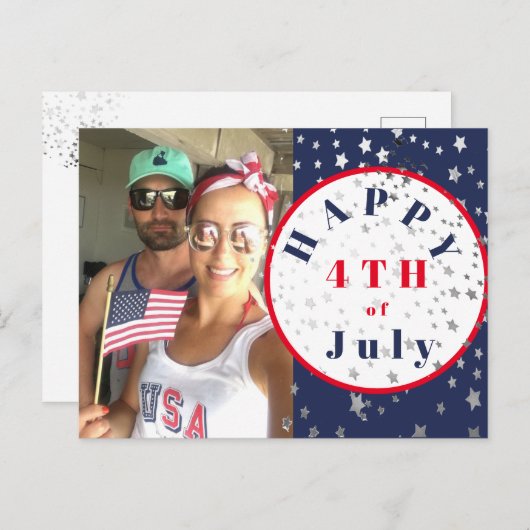 4. Juli Foto Red White Blue Stars Postkarte (Vorne/Hinten)