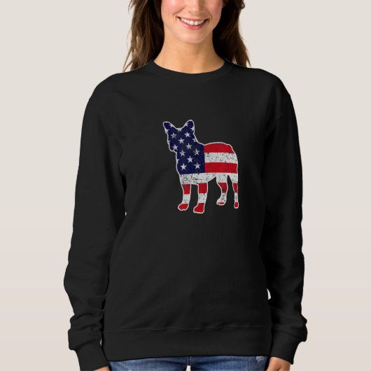 4. Juli Französisch Bulldog Grafik Patriotic Ameri Sweatshirt (Vorderseite)