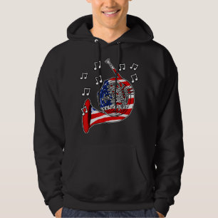 4. Juli Französisch Horn American Flag Brass Music Hoodie