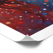 4. Juli Frau in Rotem Feuerwerk Art Deco Poster (Ecke)