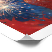 4. Juli Frau in Rotem Feuerwerk Kunst Poster (Ecke)