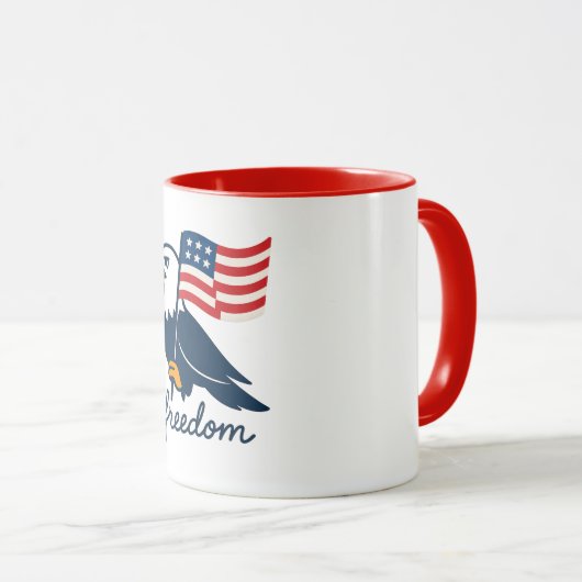 4. Juli Freedom Tasse mit American Flag & Bald (VorderseiteRechts)