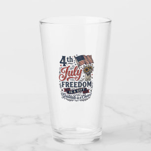4. Juli Freiheitsdank Vintage-Shirt-Design Glas