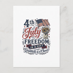 4. Juli Freiheitsdank Vintage-Shirt-Design Postkarte