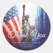 4. Juli Freiheitsstatue Amerika Vielen Dank Runder Aufkleber (Vorderseite)