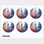 4. Juli Freiheitsstatue Amerika Vielen Dank Runder Aufkleber (Blatt)