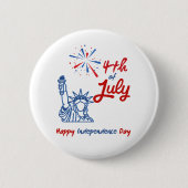 "4. Juli" Freiheitsstatue für Feuerwerke Button (Vorderseite)