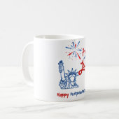 "4. Juli" Freiheitsstatue für Feuerwerke Kaffeetasse (Vorderseite Links)