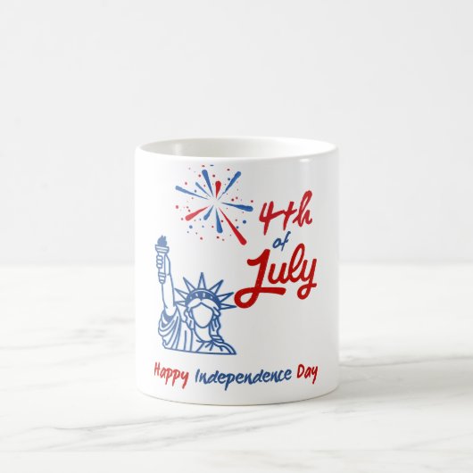 "4. Juli" Freiheitsstatue für Feuerwerke Kaffeetasse (Mittel)