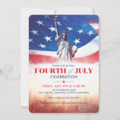 4. Juli Freiheitsstatue & USA Flag Vintag Art Einladung (Vorderseite)