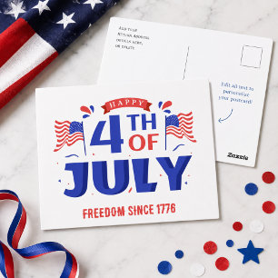4. Juli Frohen Unabhängigkeitstag, Freiheit 1776 Postkarte