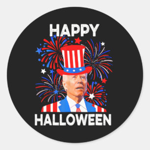 4. Juli Frohes Halloween Lustiger Biden Verwirrt  Runder Aufkleber