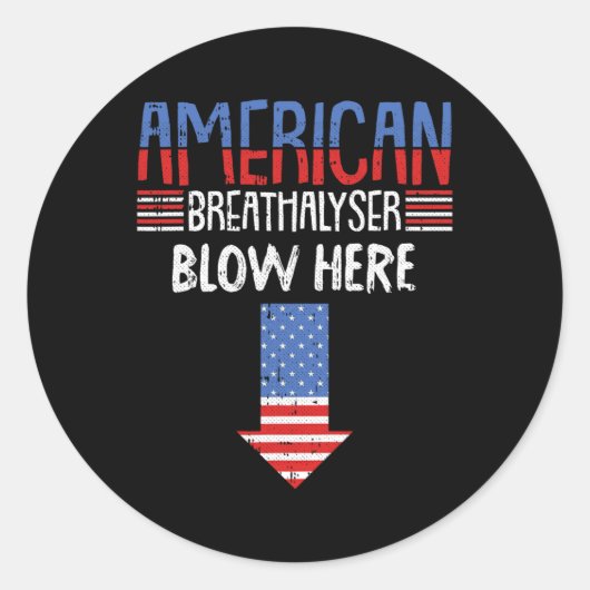 4. Juli Funny American Flag Patriotic Runder Aufkleber (Vorderseite)