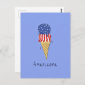 4. Juli Funny American Ice Cream Postkarte (Vorne/Hinten)