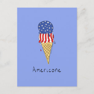 4. Juli Funny American Ice Cream Postkarte