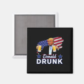 4. Juli Funny Drinking Präsidenten - Donald Dru Magnet (Vorderseite/Rückseite)