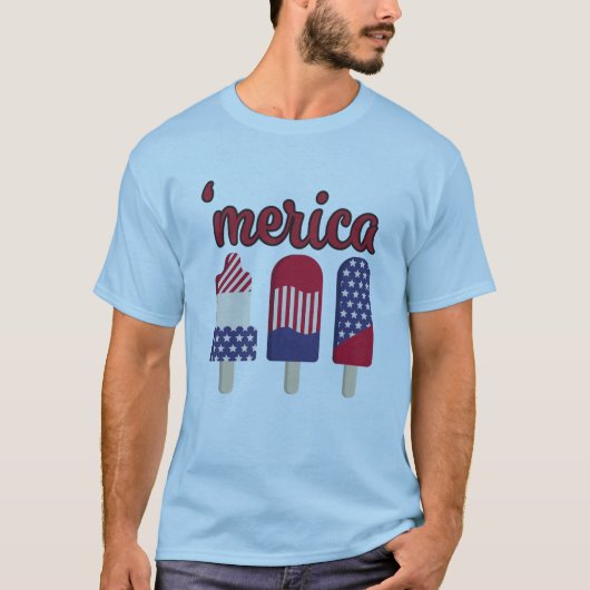 4. Juli Funny Merica Ice Cream T-Shirt (Vorderseite)