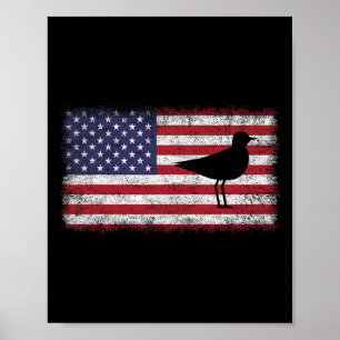 4. Juli Funny Patriotic Snowy Plover Bird Liebe Poster
