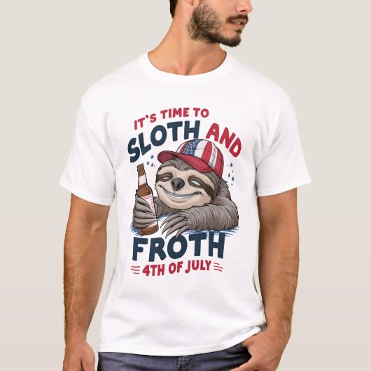 4. JULI-FUNNY-SLOTH-FEIERN T-Shirt (Vorderseite)