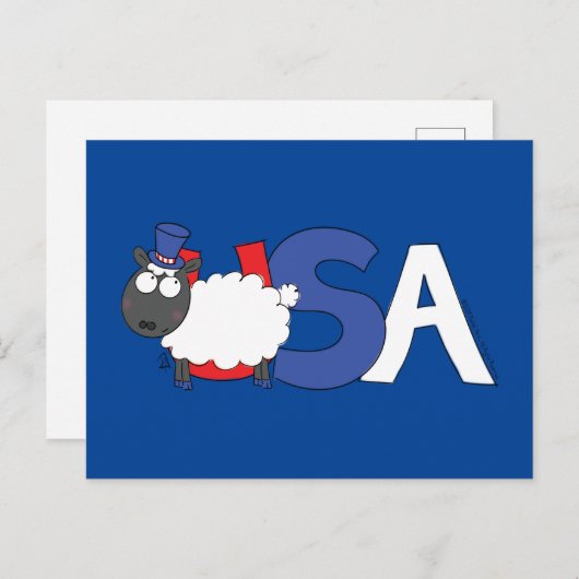 4. Juli Funny USA Sheep Postkarte (Vorne/Hinten)