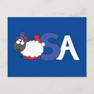 4. Juli Funny USA Sheep Postkarte