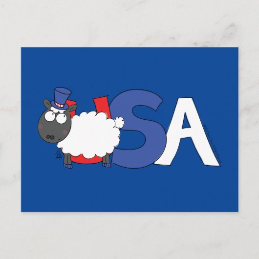 4. Juli Funny USA Sheep Postkarte (Vorderseite)