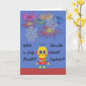 4. Juli für Kinder mit Robot & Fireworks Karte (Gelbe Blume)