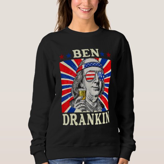 4. Juli für Männer Ben Drankin Sweatshirt (Vorderseite)