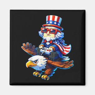 4. Juli Gamer Patriotischer Onkel Sam Retro Pixel Magnet