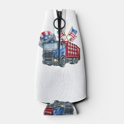 4. Juli Garbage Truck Funny Shirt Männer Frauen Flaschenkühler (Rückseite)