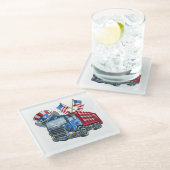 4. Juli Garbage Truck Funny Shirt Männer Frauen Glasuntersetzer (Schrägansicht)