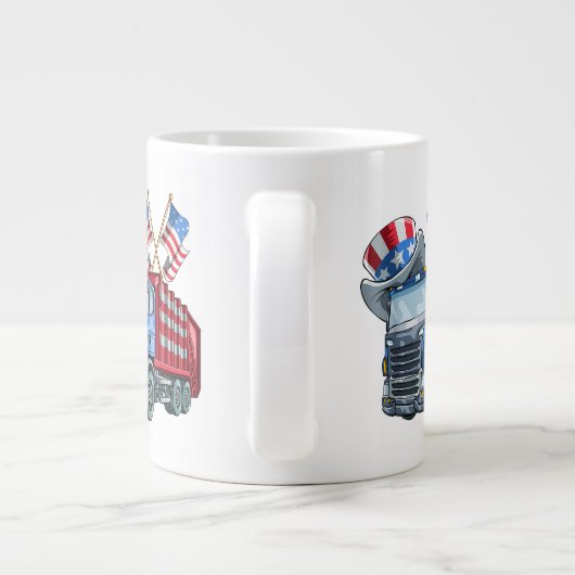 4. Juli Garbage Truck Funny Shirt Männer Frauen Jumbo-Tasse (Rückseite)