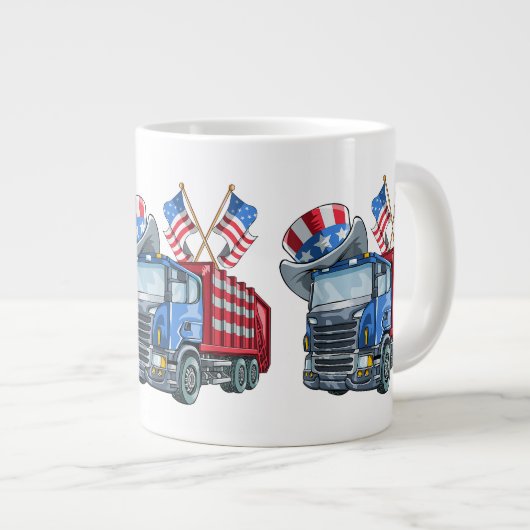 4. Juli Garbage Truck Funny Shirt Männer Frauen Jumbo-Tasse (Vorderseite Rechts)