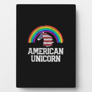 4. Juli Gay Pride Einhorn Amerikanische Flagge USA Fotoplatte