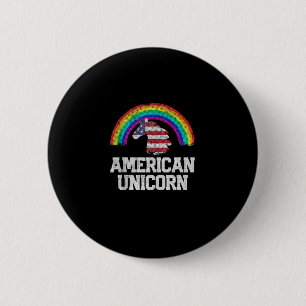4. Juli Gay Pride Unicorn American Flag USA Gi Button
