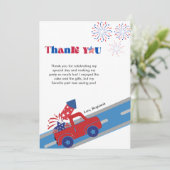 4. Juli Geburtstag Dankeschön Karte (Stehend Vorderseite)